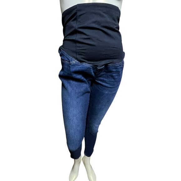 Isabel Maternity Skinny Jeans Size 2/26R Dark Wash Over-Belly Panel Fair Trade - Picture 1 of 16
